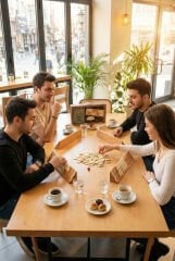 Cafe Ahşap Okey Takımı