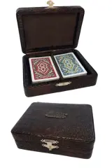 Star Elit Deri Kutu 2 Deste Plastik Biriç, iskambil Oyun Kağıdı