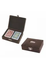 Star Elit Deri Kutu 2 Deste Plastik Biriç, iskambil Oyun Kağıdı